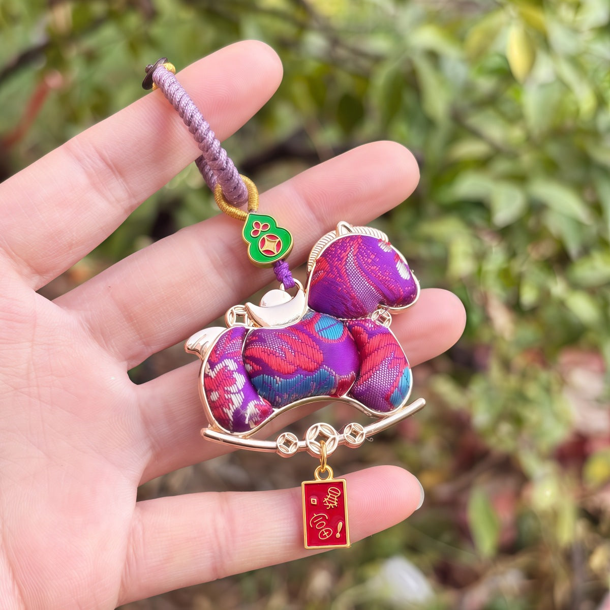 Double-Sided Horse Charm | Chinese Embroidery Song Jin Charm for Success & Speed in 2026 Year of the Horse
