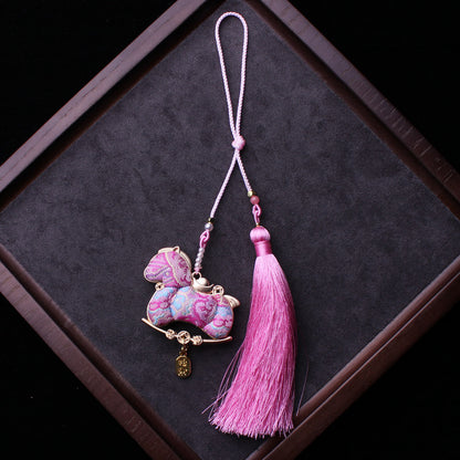 Double-Sided Embroidered Horse Charm | Tibetan Style Good Luck Charm