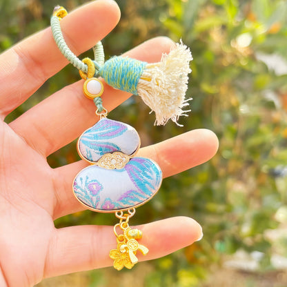 Double-Sided Gourd Charm | Chinese Embroidery Song Jin Talisman for Fortune