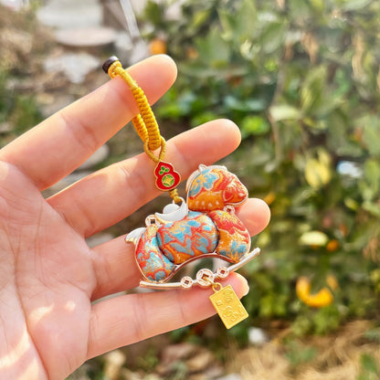 Double-Sided Horse Charm | Chinese Embroidery Song Jin Charm for Success & Speed in 2026 Year of the Horse