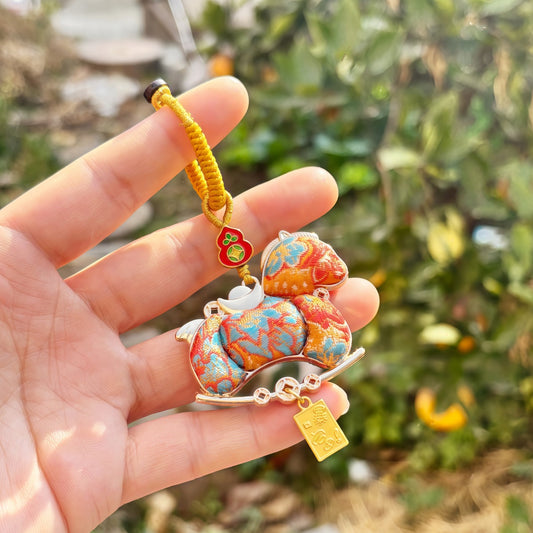 Double-Sided Horse Charm | Chinese Embroidery Song Jin Charm for Success & Speed in 2026 Year of the Horse
