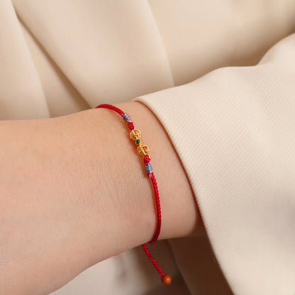 Red String Bracelet｜S925 Silver Gold Ingot Vajra Lucky Ball Dragon Design