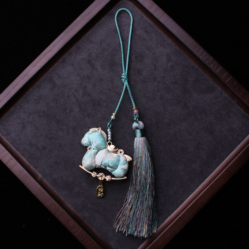 Double-Sided Embroidered Horse Charm | Tibetan Style Good Luck Charm