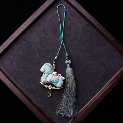 Double-Sided Embroidered Horse Charm | Tibetan Style Good Luck Charm