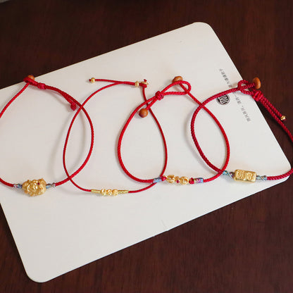Red String Bracelet｜S925 Silver Gold Ingot Vajra Lucky Ball Dragon Design