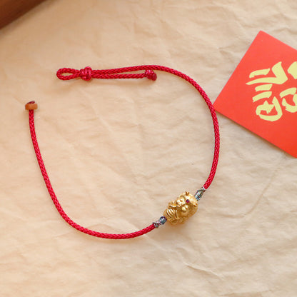 Red String Bracelet｜S925 Silver Gold Ingot Vajra Lucky Ball Dragon Design