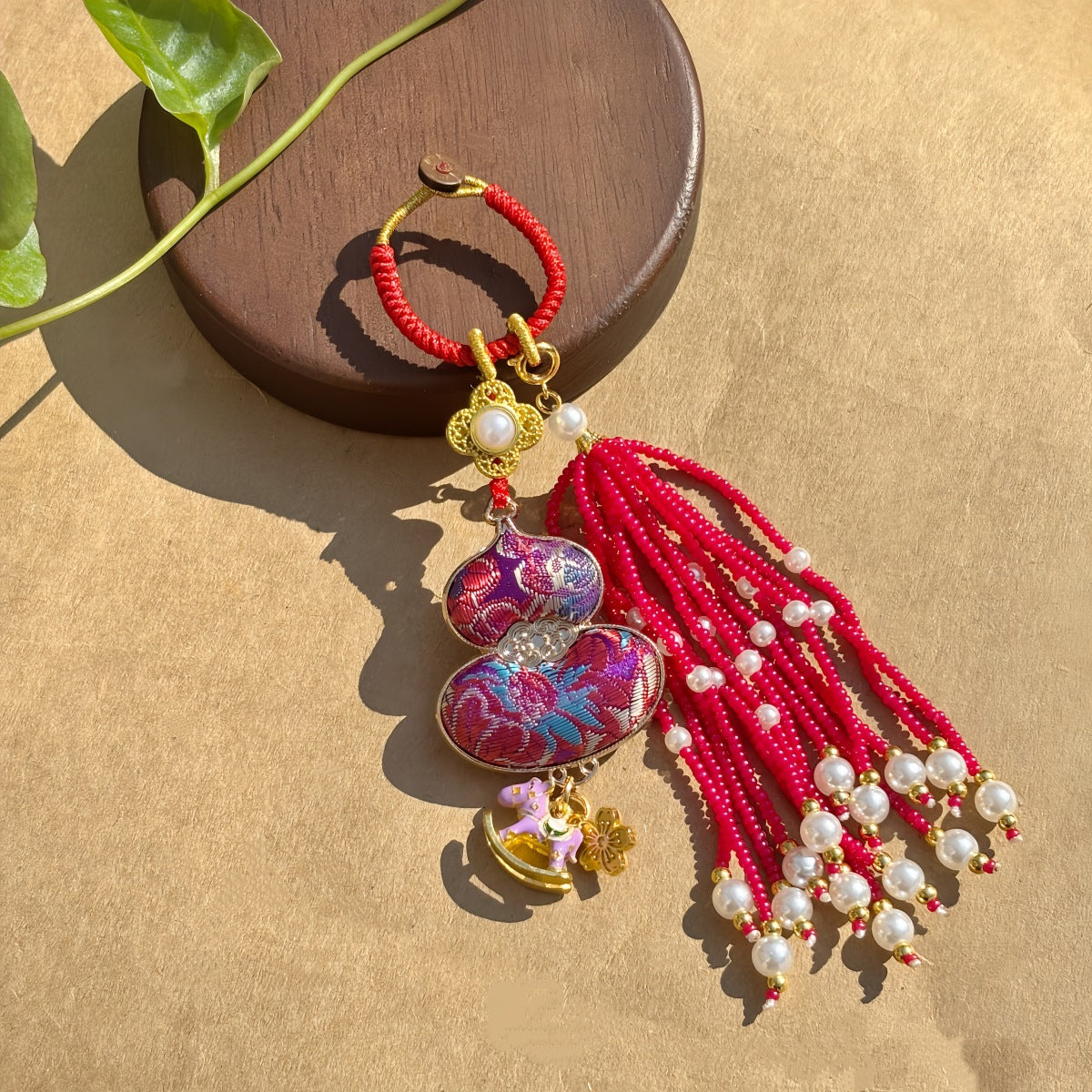 Double-Sided Gourd Charm | Chinese Embroidery Song Jin Talisman for Fortune & Protection