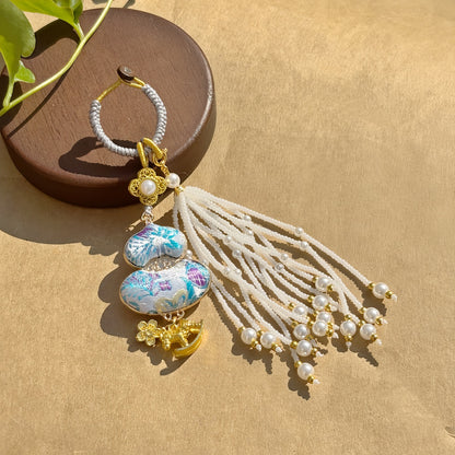 Double-Sided Gourd Charm | Chinese Embroidery Song Jin Talisman for Fortune & Protection