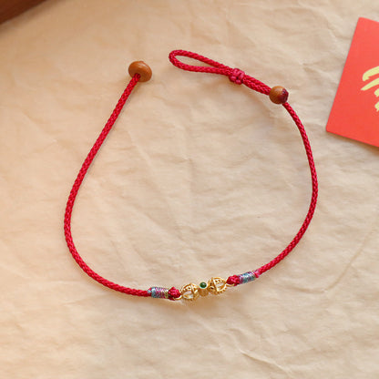 Red String Bracelet｜S925 Silver Gold Ingot Vajra Lucky Ball Dragon Design