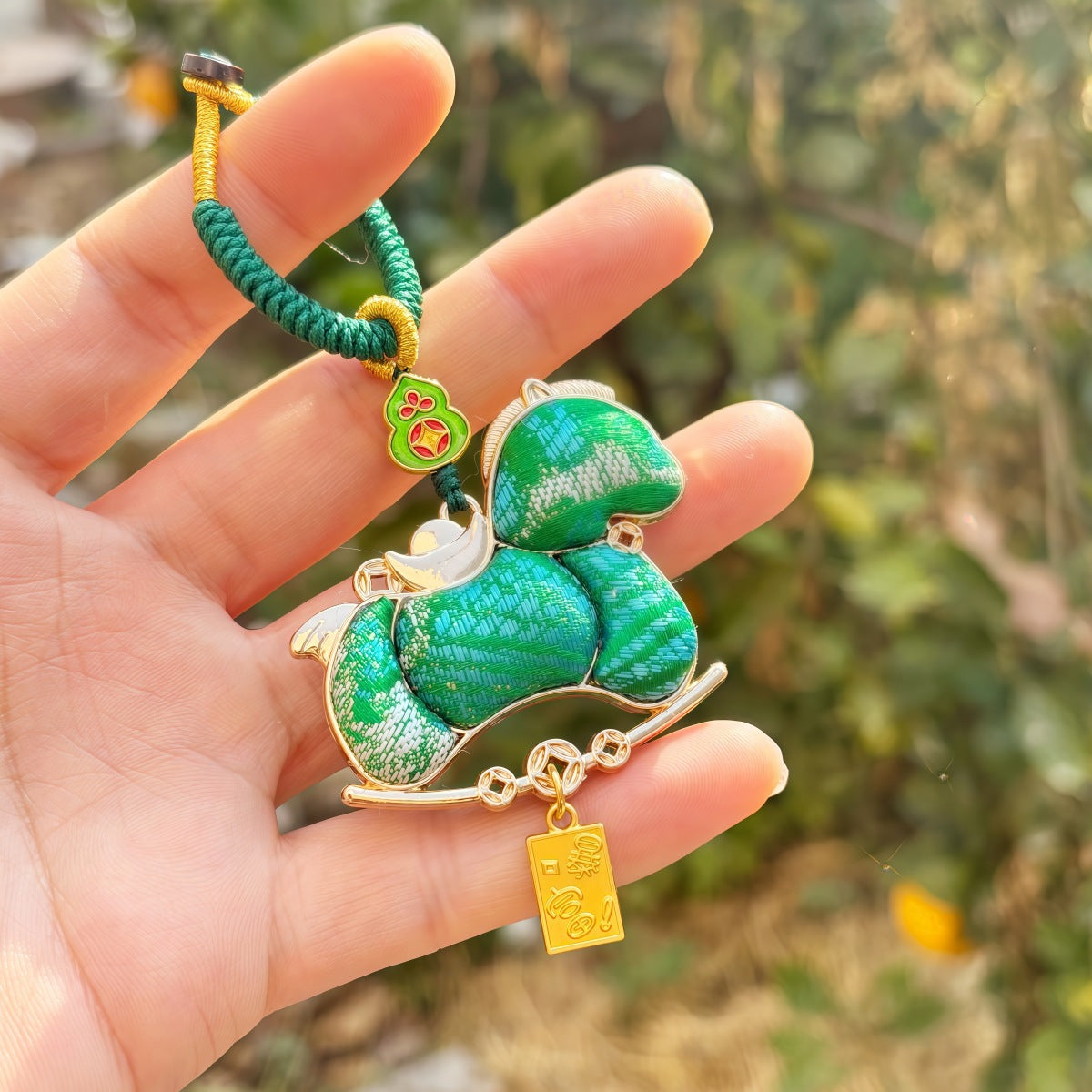 Double-Sided Horse Charm | Chinese Embroidery Song Jin Charm for Success & Speed in 2026 Year of the Horse