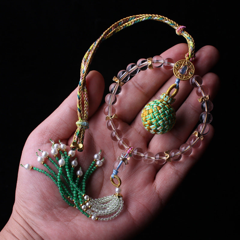Wish-Fulfilling Sphere in Crystal Bead Halo | Song Jin Embroidery Orb Charm