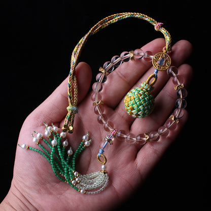 Wish-Fulfilling Sphere in Crystal Bead Halo | Song Jin Embroidery Orb Charm