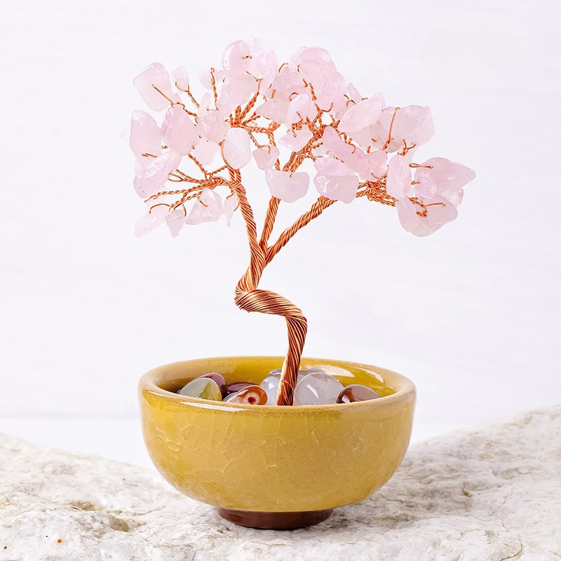 Rose Quartz Feng Shui Tree | Crystal Tree for Relationships & Self-Love