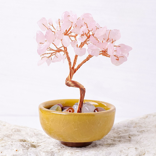 Rose Quartz Feng Shui Tree | Crystal Tree for Relationships & Self-Love