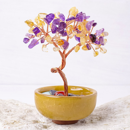 Citrine & Amethyst Feng Shui Tree | Wealth & Wisdom Crystal Tree