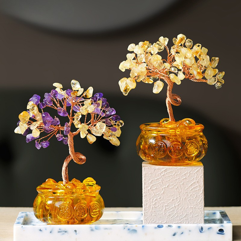 Citrine Feng Shui Tree For Money - Wealth & Abundance Planter