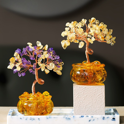 Citrine Feng Shui Tree For Money - Wealth & Abundance Planter