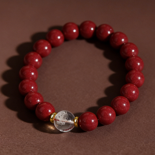12 Zodiac Bracelet｜Cinnabar & Clear Quartz Buddha for Birth Year