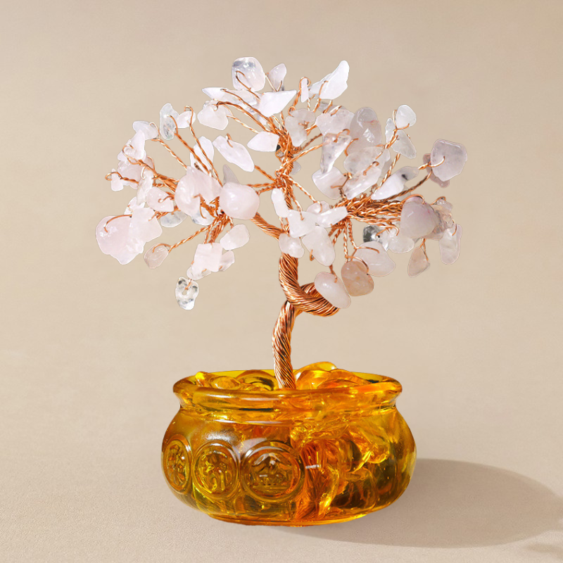 Rose Quartz Feng Shui Tree For Love - Harmony & Relationship Planter