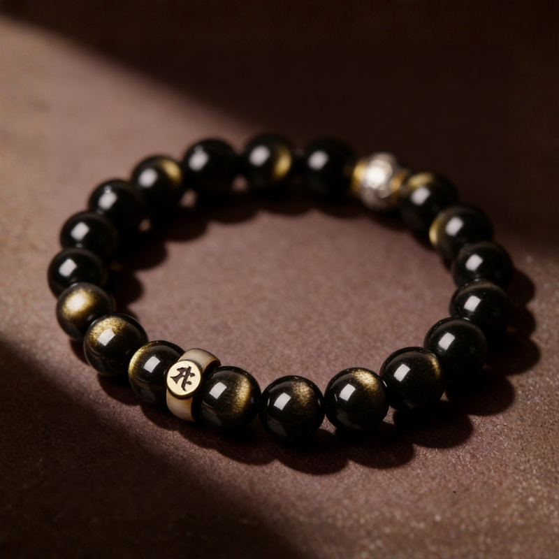 12 Zodiac Bracelet｜Black Obsidian Buddha Protection