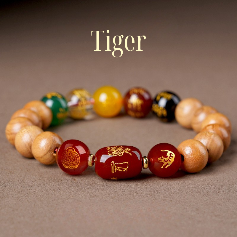 12 Zodiac Bracelet｜Peach Wood Wealth God & Buddha Protection