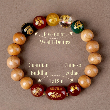 12 Zodiac Bracelet｜Peach Wood Wealth God & Buddha Protection