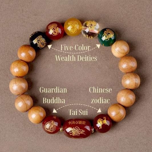 12 Zodiac Bracelet｜Peach Wood Wealth God & Buddha Protection