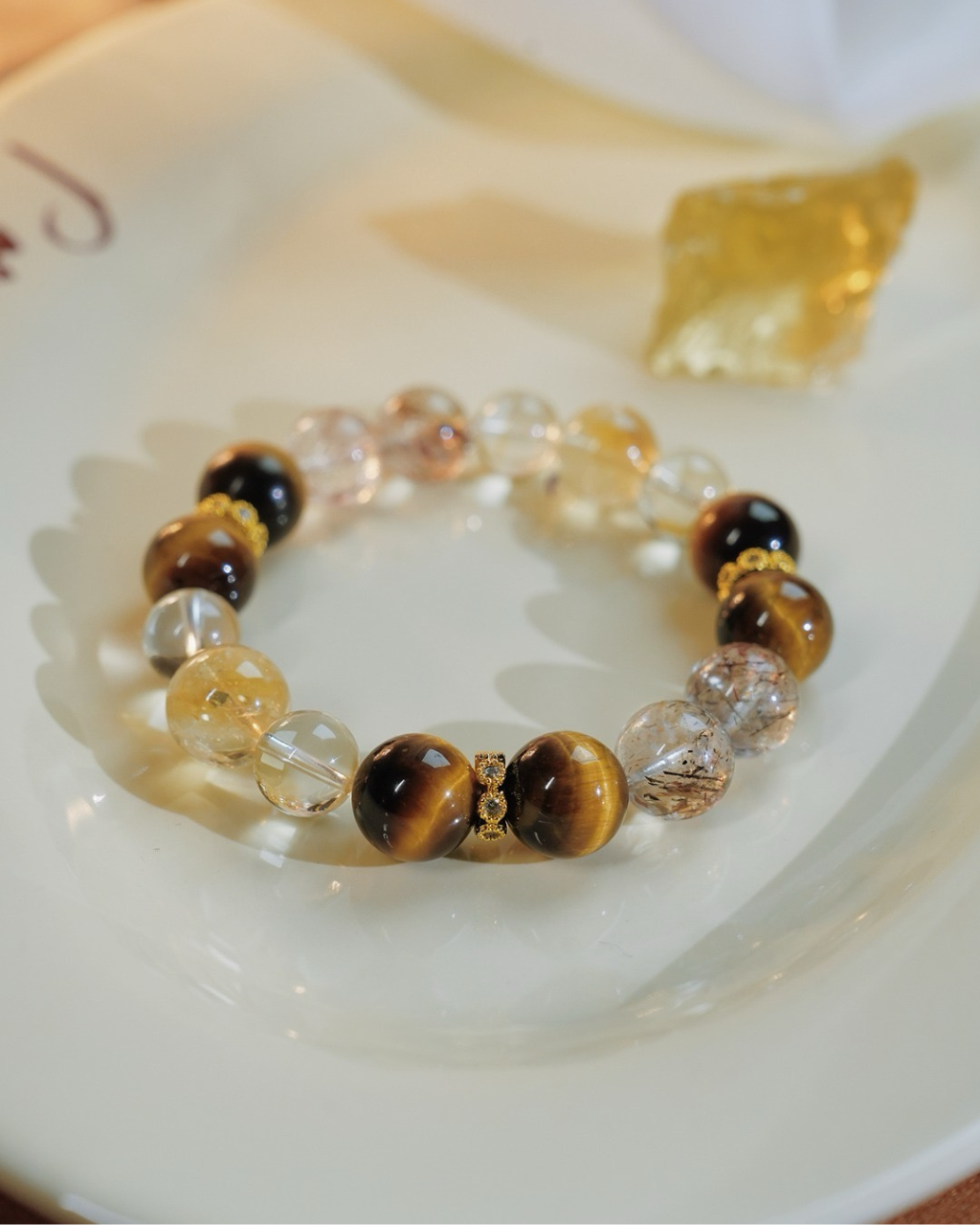 Wealth King, Tiger Eye & Black Gold Super Seven Bracelet, Attract Wealth
