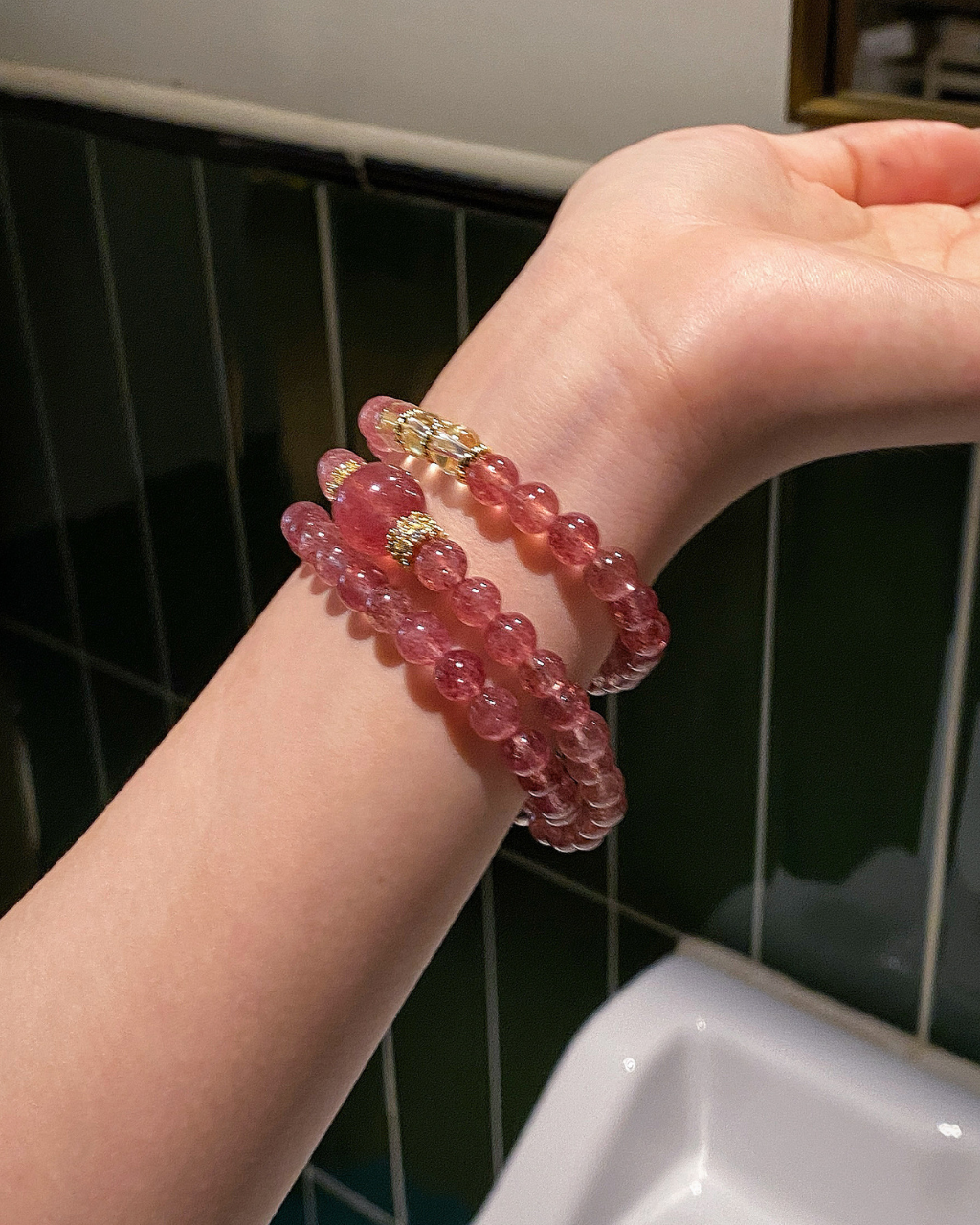 Peach Blossom, Multi-Wrap Strawberry Quartz Bracelet, Attract Love