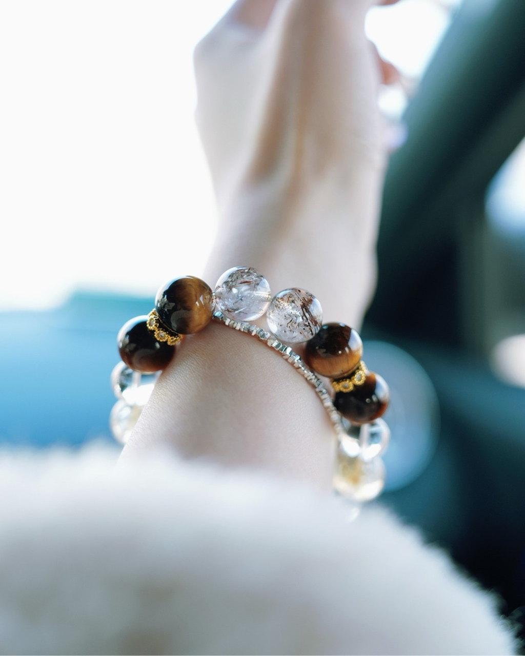 Wealth King, Tiger Eye & Black Gold Super Seven Bracelet, Attract Wealth