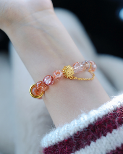 Blazing Sun, Red Inclusion Quartz Bracelet for Success & Confidence