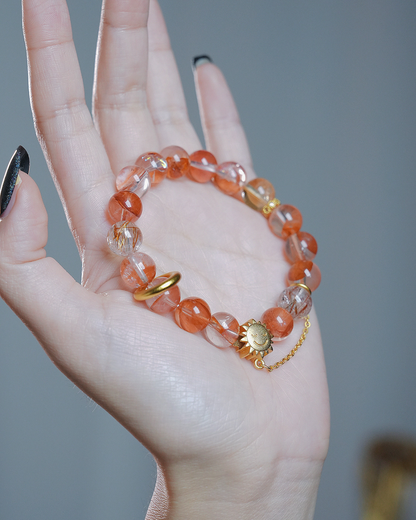 Blazing Sun, Red Inclusion Quartz Bracelet for Success & Confidence