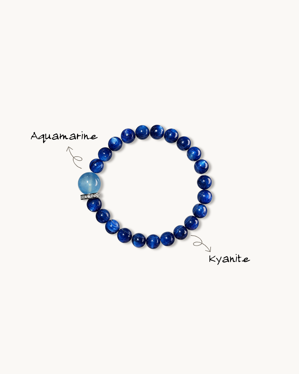 Azure Serenity, Kyanite & Aquamarine Bracelet for Calm & Communication