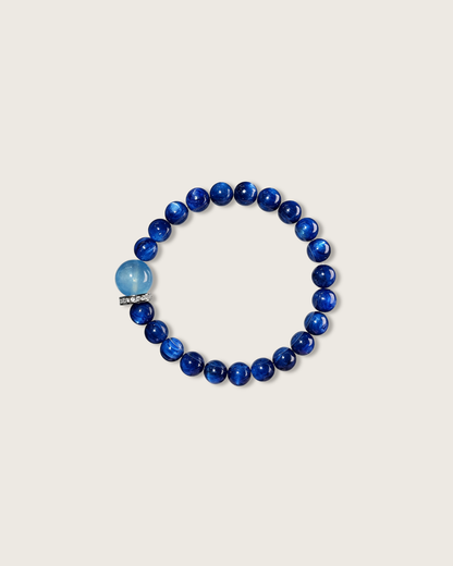 Azure Serenity, Kyanite & Aquamarine Bracelet for Calm & Communication