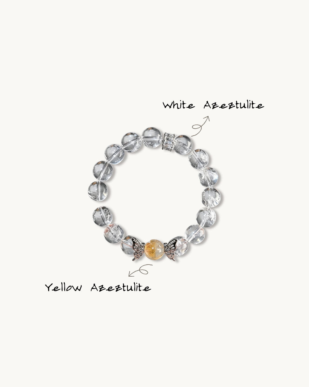 Pure White Bride, White & Yellow Azeztulite Bracelet for Purity & Confidence