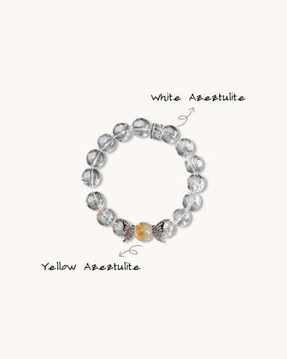 Pure White Bride, White & Yellow Azeztulite Bracelet for Purity & Confidence