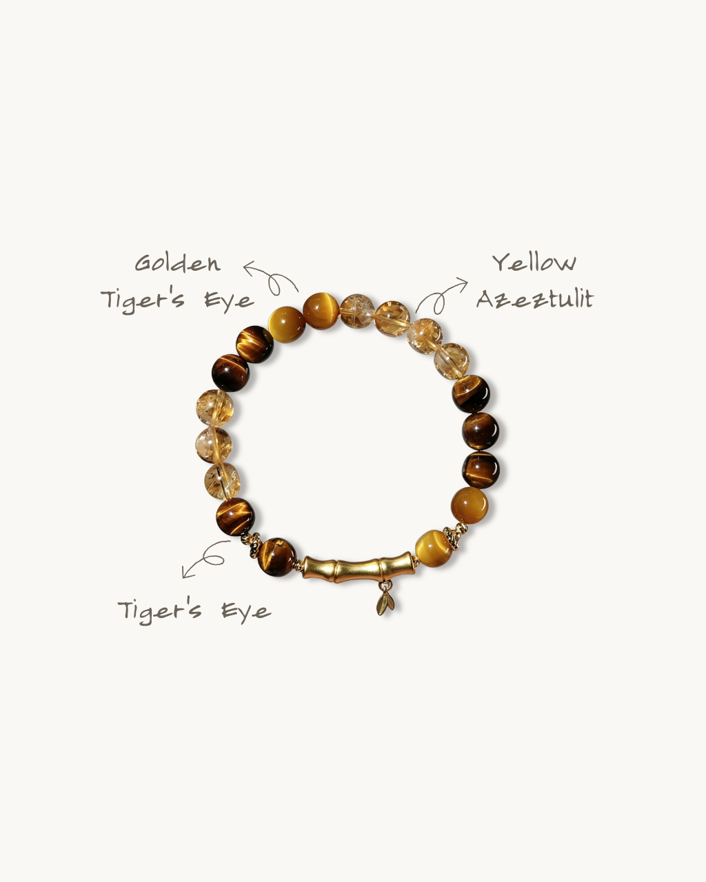 Prosperity Bamboo, Tiger's Eye & Yellow Azeztulite Bracelet For Wealth
