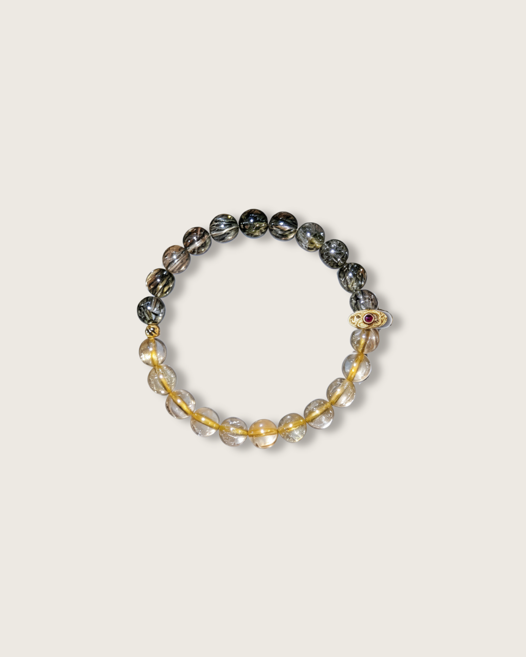 Treasure Abundance, Golden & Green Rutilated Quartz Bracelet For Abundance