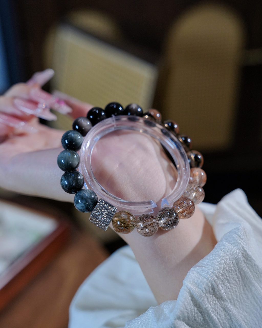 Flowing Vitality, Hawk's Eye & Super Seven Bracelet For Vitality