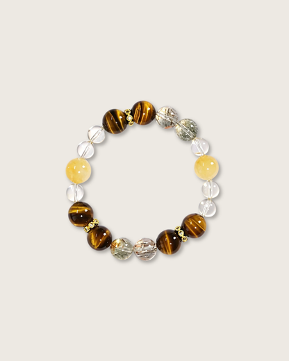 Wealth King, Tiger Eye & Black Gold Super Seven Bracelet, Attract Wealth