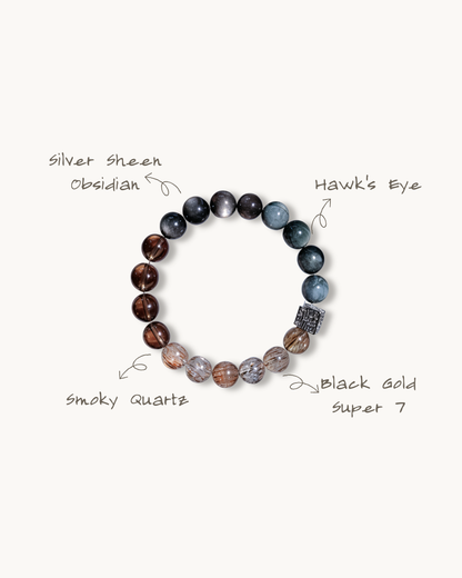Flowing Vitality, Hawk's Eye & Super Seven Bracelet For Vitality