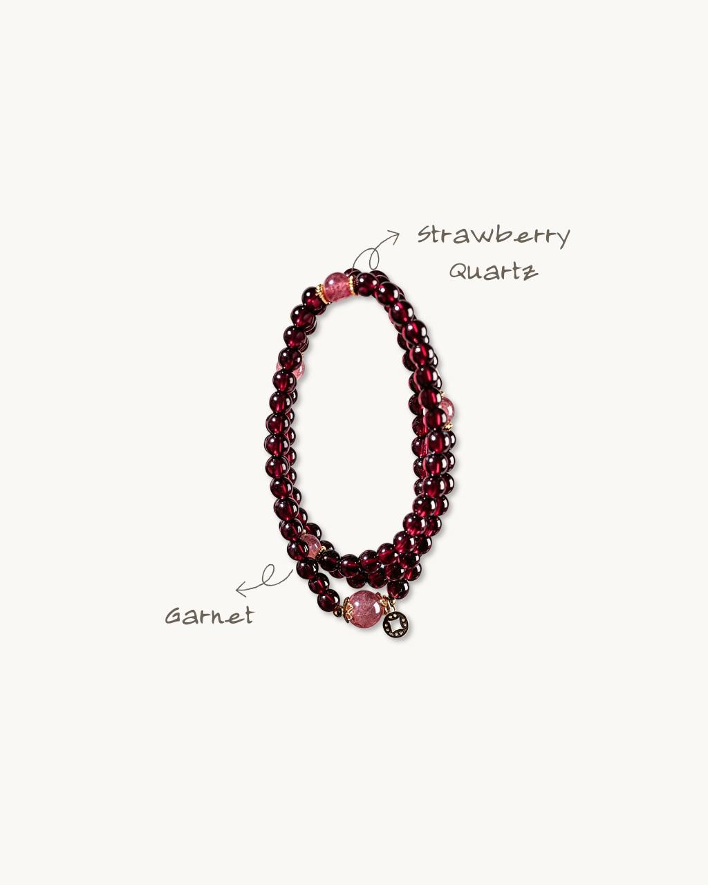 Blooming Treasure, Garnet & Strawberry Quartz Multi-Wrap Bracelet