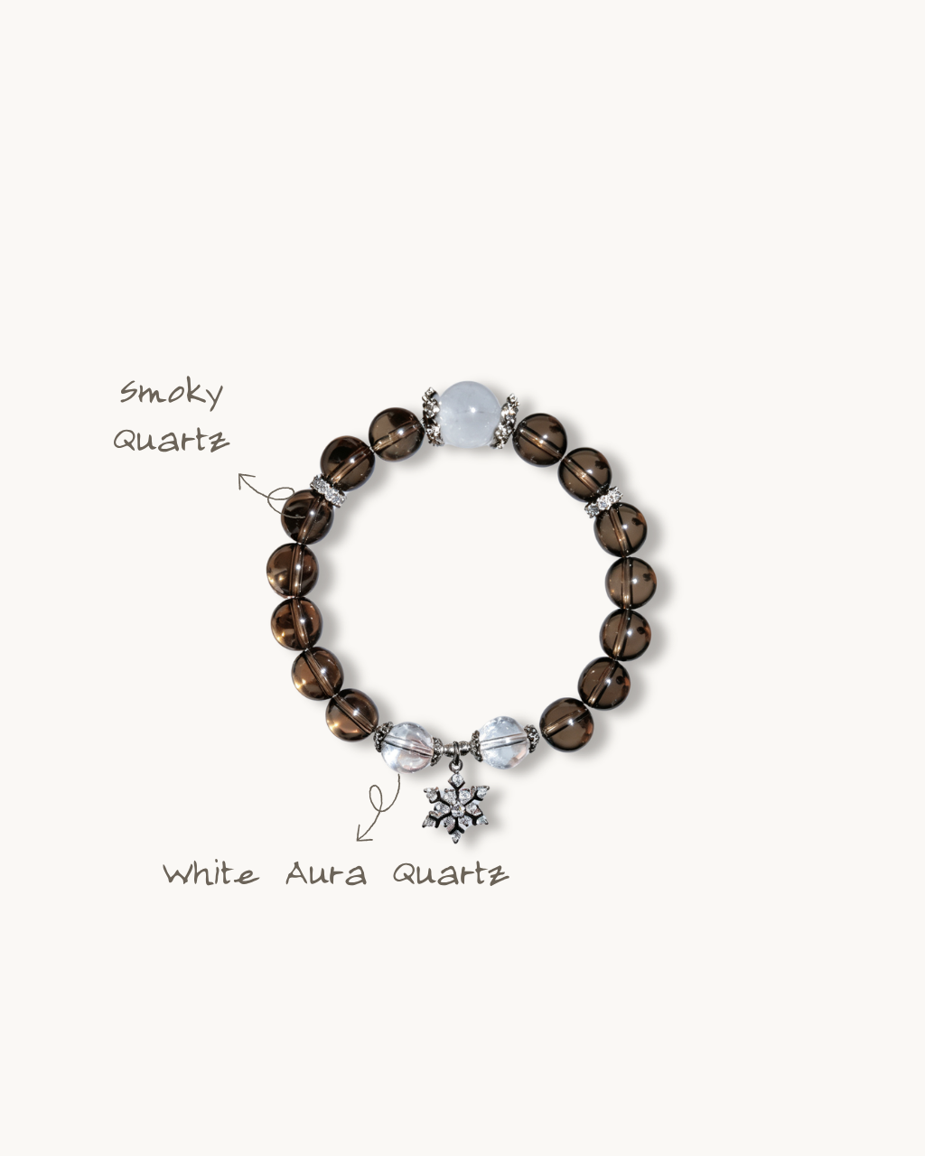 Frost Snow Elf, Smoky Quartz Bracelet for Stability & Balance