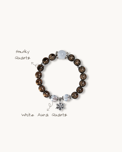 Frost Snow Elf, Smoky Quartz Bracelet for Stability & Balance