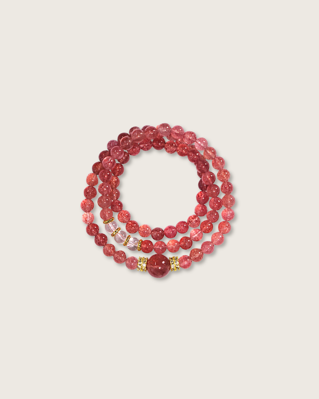 Peach Blossom, Multi-Wrap Strawberry Quartz Bracelet, Attract Love